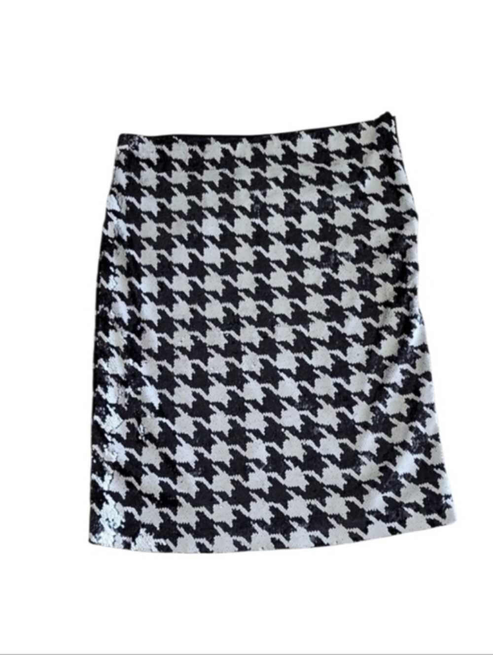 Ann Taylor Black White Houndstooth Sequin Pencil Skirt Size 16 - Picture 2 of 14